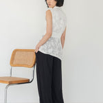 Wrap Vest in Floral Appliqué - Esse - Black - XXS -