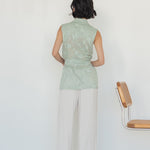 Wrap Vest in Floral Appliqué - Esse - White - XS -