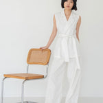 Wrap Vest in White Denim - Esse - White - XS -