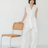 Wrap Vest in White Denim - Esse - White - XS -