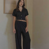 Elongate Elastic Pants in Black - Esse-XXS--