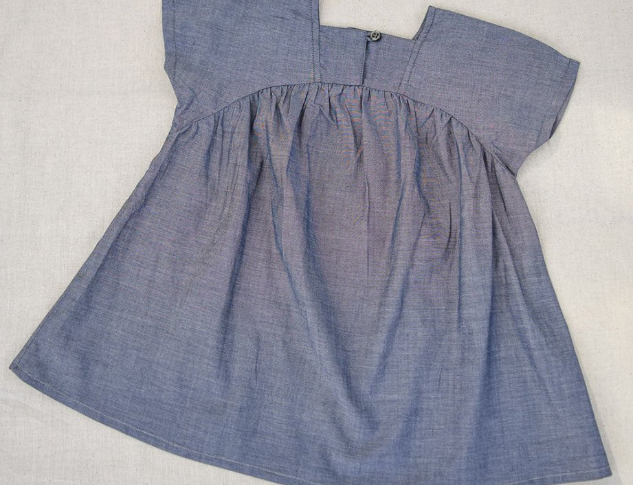 for Pēpi Dress with Curved Back Yoke - Esse-Pigeon Blue-3-6 M-