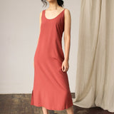 Maxi Dress with Asymmetrical Straps - Esse-Terracotta-XXS-
