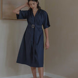 Maxi Dress with Detachable Belt - Esse-Nautical Blue-XXS-