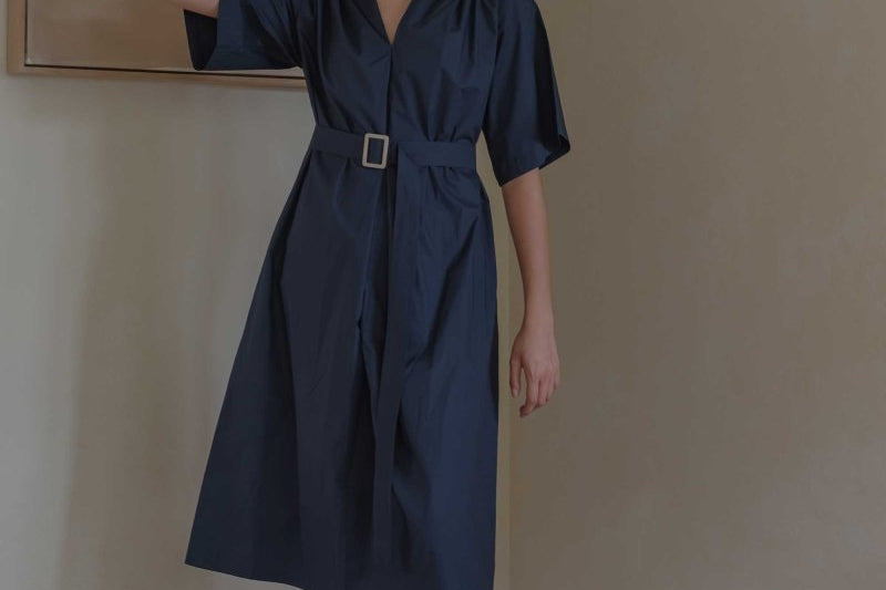 Maxi Dress with Detachable Belt - Esse-Nautical Blue-XXS-
