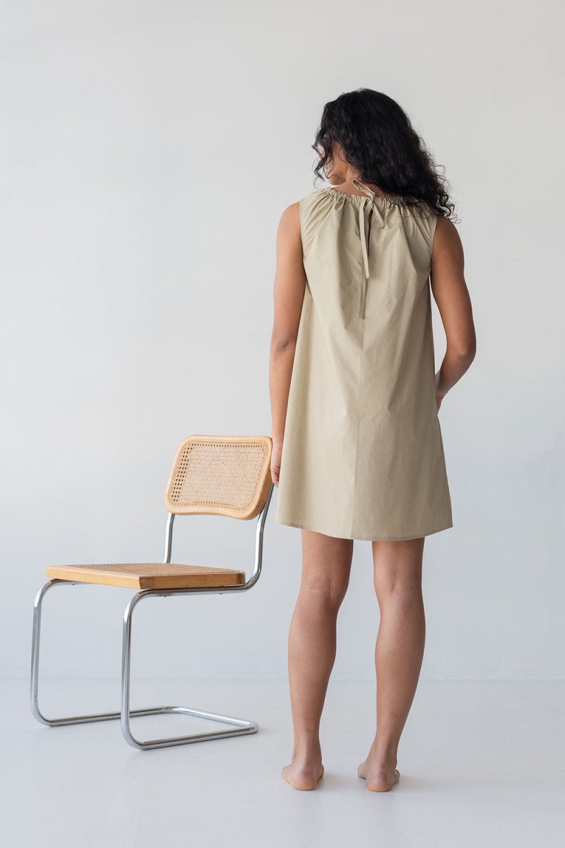 Organic Cotton Drawstring Dress - Esse-Warm Sand-XXS-