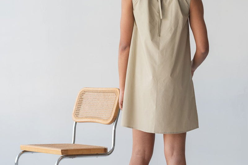 Organic Cotton Drawstring Dress - Esse-Warm Sand-XXS-