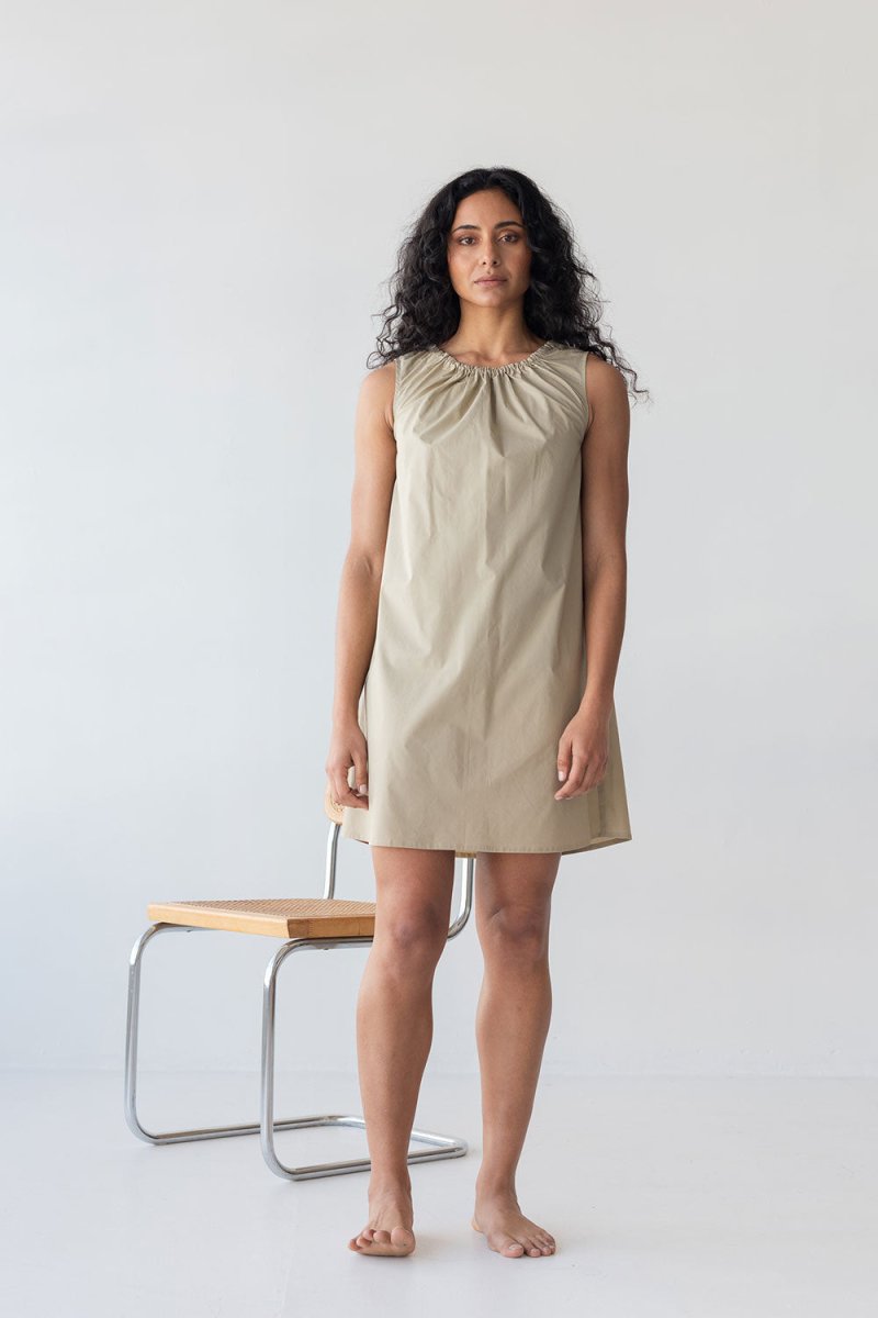 Organic Cotton Drawstring Dress - Esse-Warm Sand-XXS-