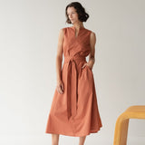 Organic Cotton Maxi Dress - Esse-Terracotta-XS-