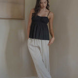 Ruched Bodice Top in Black - Esse-XS--