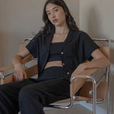 With Ease Cropped Shirt - Esse-Black-XS-