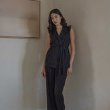 Wrap Vest in Black - Esse-XXS--