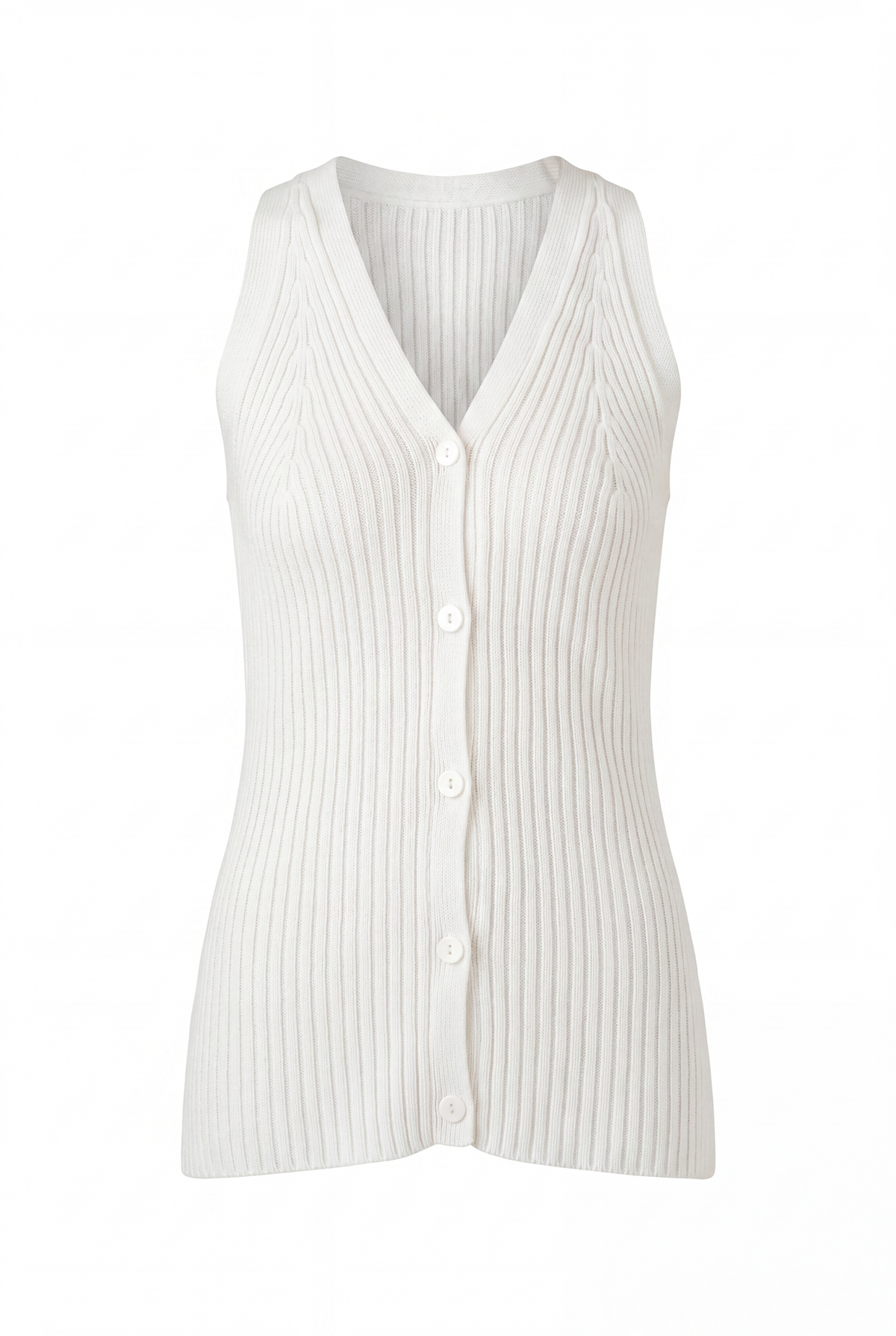 V-Neck Knit Vest in White