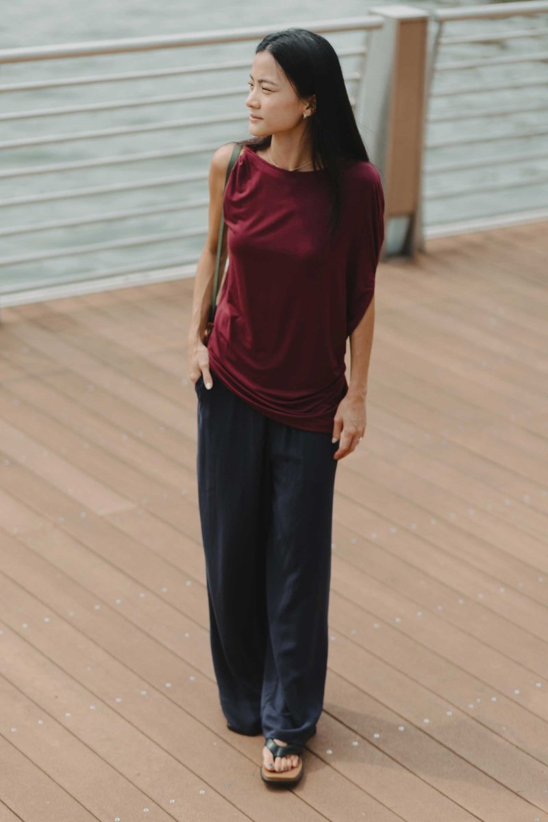 Cloud Asymmetric Blouse in Cherry - Esse-XXS - 