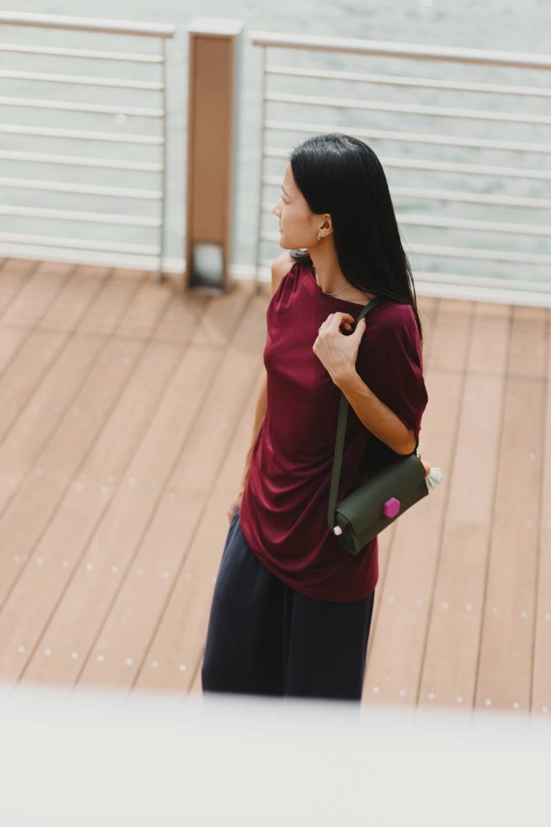 Cloud Asymmetric Blouse in Cherry - Esse-XXS - 