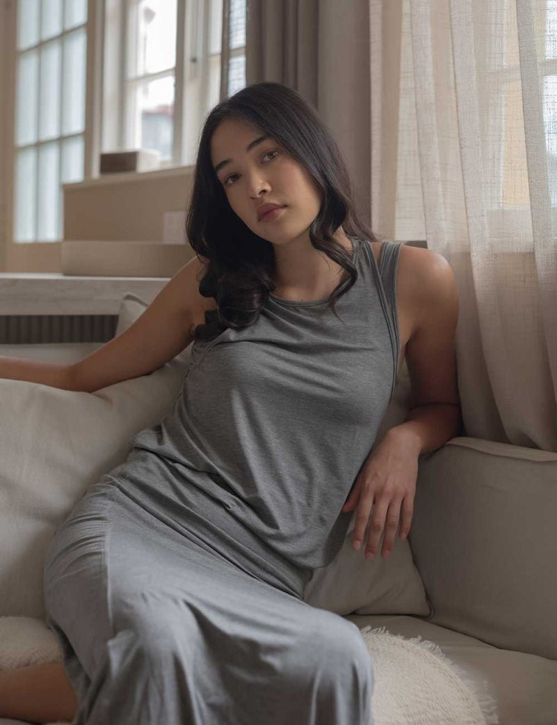 Cloud Cutaway Tank in Heather Grey - Esse-XS--