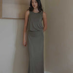 Cloud Cutaway Tank in Olive - Esse-XS--
