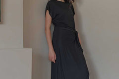 Cloud Dress with Side Tie in Black - Esse-XXS--