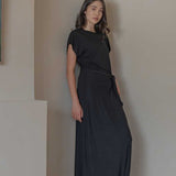 Cloud Dress with Side Tie in Black - Esse-XXS--