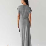 Cloud Dress with Side Tie in Heather Grey - Esse-XXS--