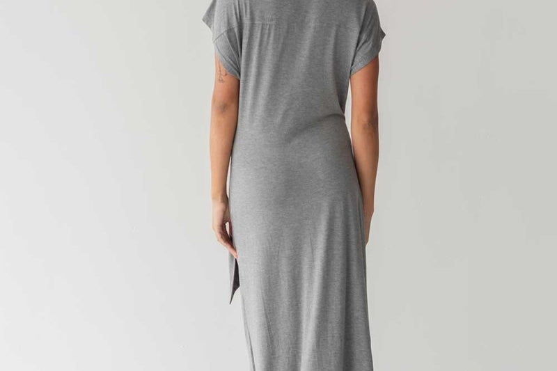 Cloud Dress with Side Tie in Heather Grey - Esse-XXS--