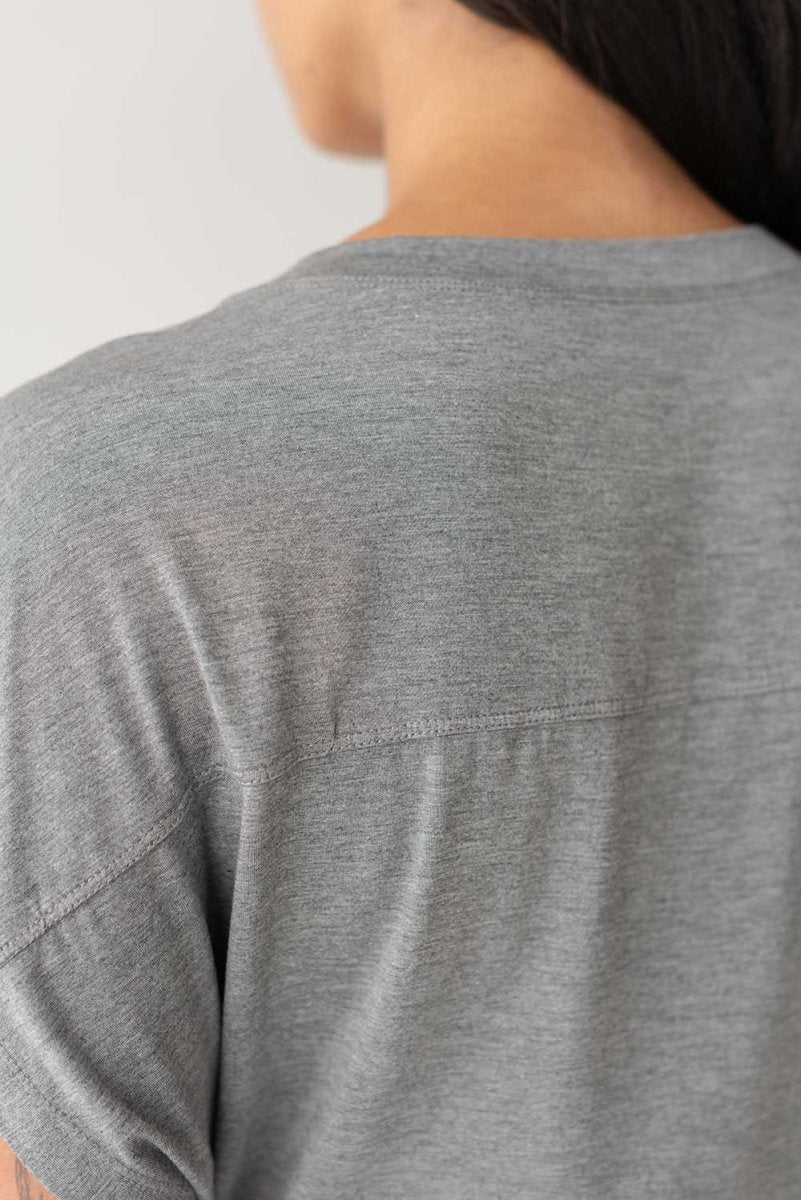 Cloud Dress with Side Tie in Heather Grey - Esse-XXS--