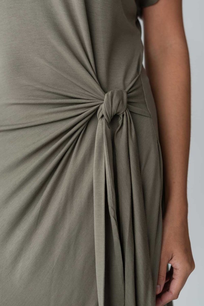 Cloud Dress with Side Tie in Olive - Esse-XXS--