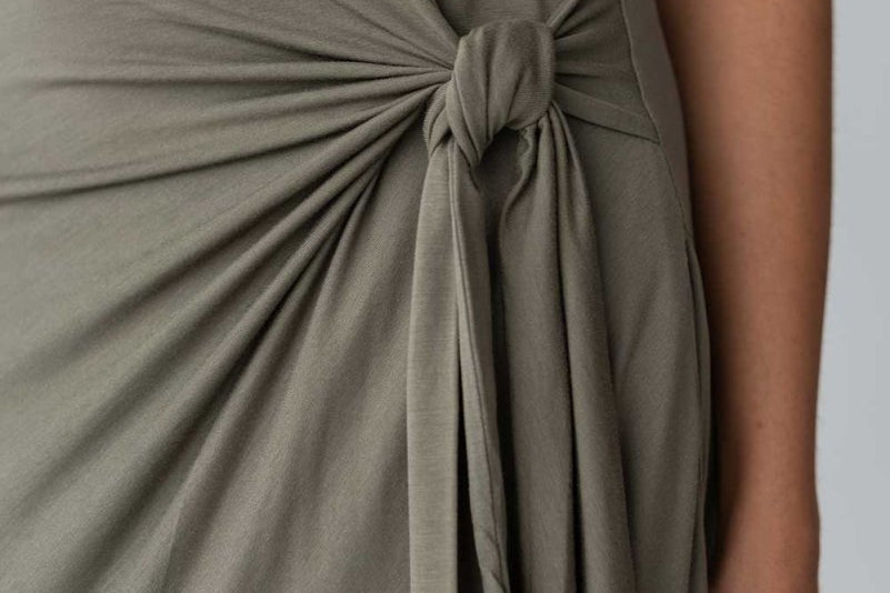 Cloud Dress with Side Tie in Olive - Esse-XXS--
