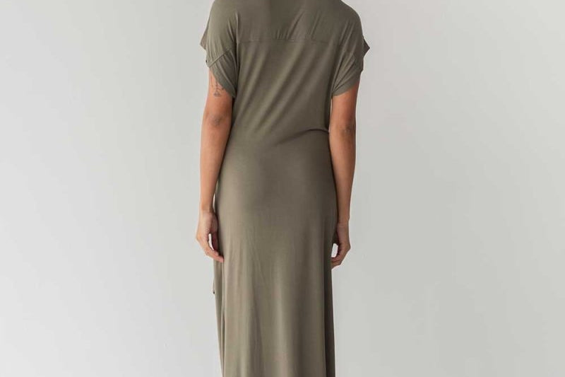 Cloud Dress with Side Tie in Olive - Esse-XXS--