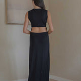 Cloud Maxi Dress with Cut-out in Black - Esse-XXS--