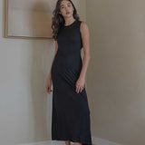 Cloud Maxi Dress with Cut-out in Black - Esse-XXS--