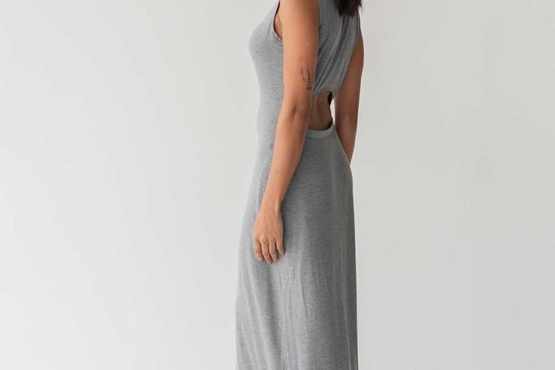 Cloud Maxi Dress with Cut-out in Heather Grey - Esse-XXS--