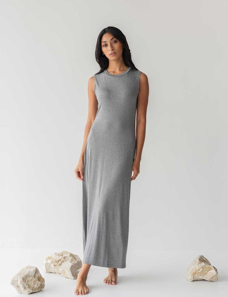 Cloud Maxi Dress with Cut-out in Heather Grey - Esse-XXS--
