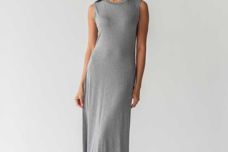 Cloud Maxi Dress with Cut-out in Heather Grey - Esse-XXS--