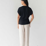 Cloud Top with Side Tie in Black - Esse-XXS--