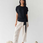 Cloud Top with Side Tie in Black - Esse-XXS--