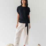 Cloud Top with Side Tie in Black - Esse-XXS--