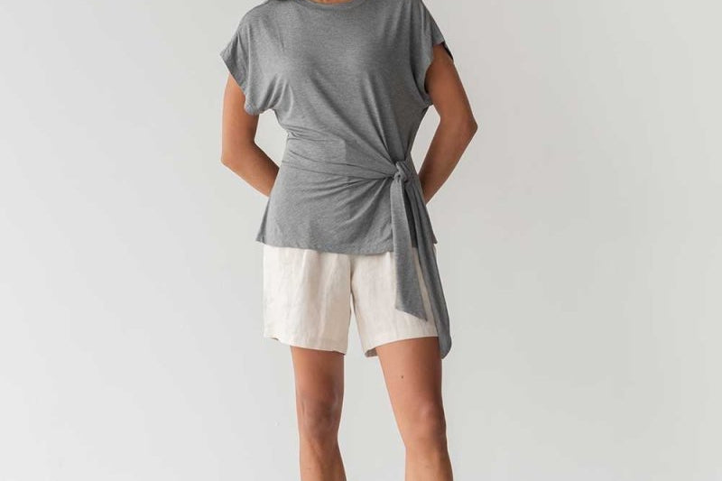 Cloud Top with Side Tie - Esse-Heather Grey-XXS-