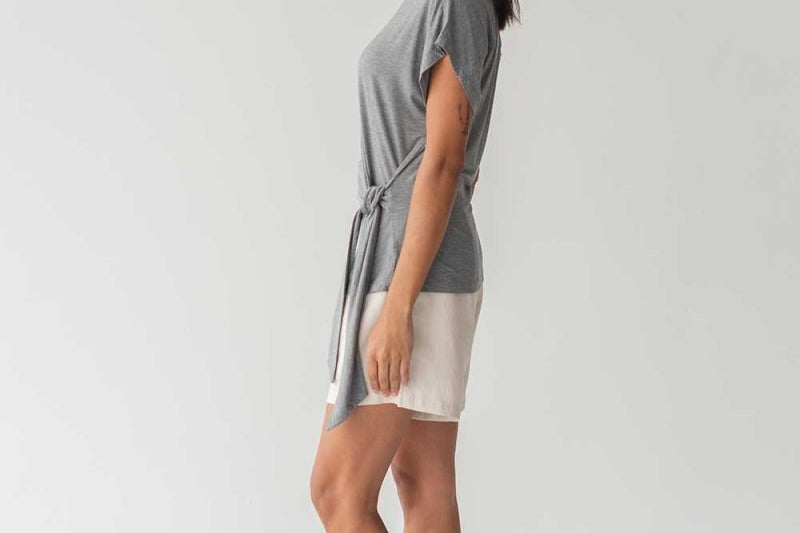 Cloud Top with Side Tie - Esse-Heather Grey-XXS-