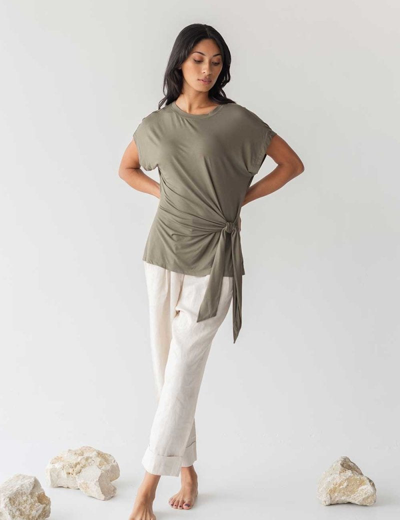 Cloud Top with Side Tie - Esse-Olive-XXS-
