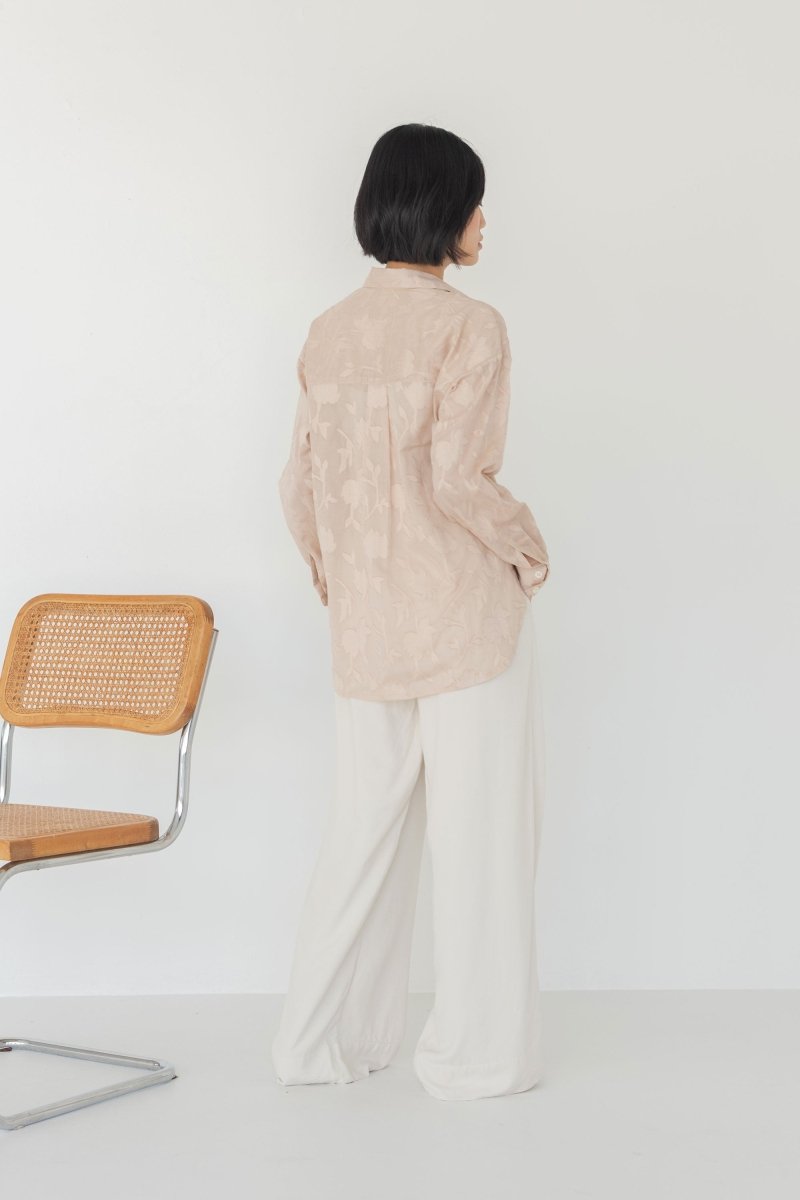 Cocoon Shirt in Floral Appliqué - Esse - Blush - XS - 