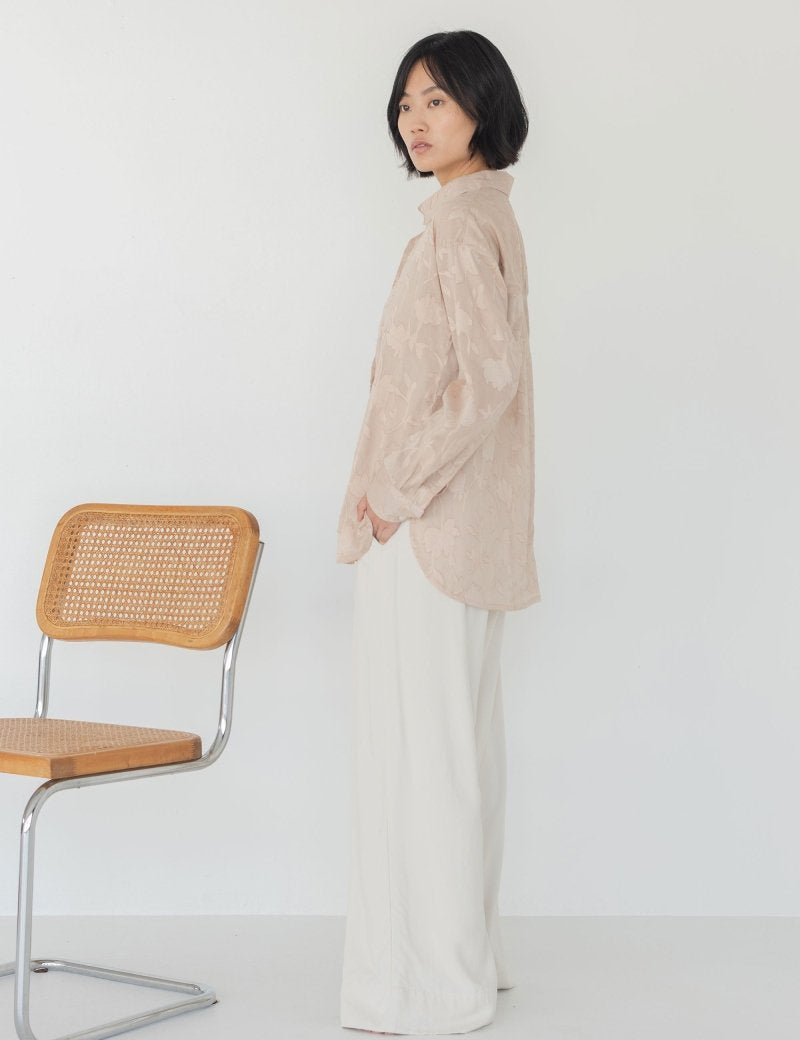 Cocoon Shirt in Floral Appliqué - Esse - Blush - XS - 