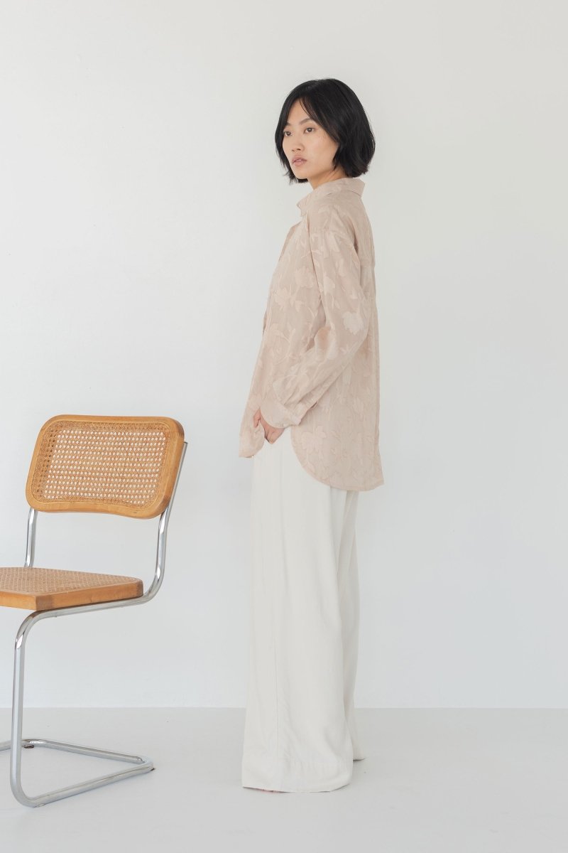 Cocoon Shirt in Floral Appliqué - Esse - Blush - XS - 