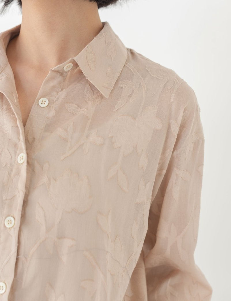 Cocoon Shirt in Floral Appliqué - Esse - Blush - XS - 