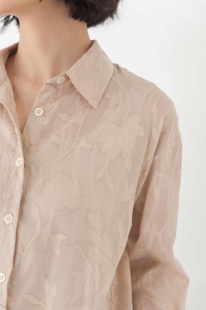 Cocoon Shirt in Floral Appliqué - Esse - Blush - XS - 