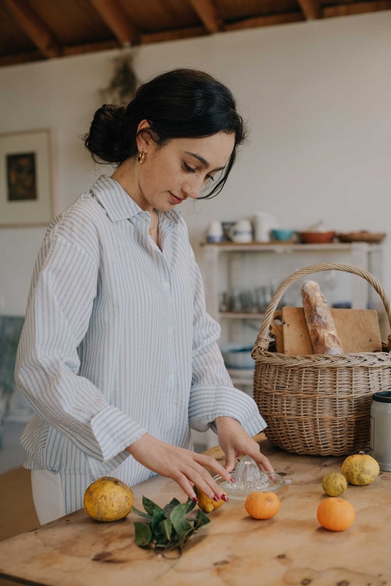Cocoon Shirt in Stripes - Esse-Sky Blue-XS-