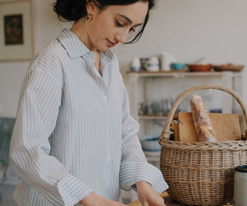 Cocoon Shirt in Stripes - Esse-Sky Blue-XS-