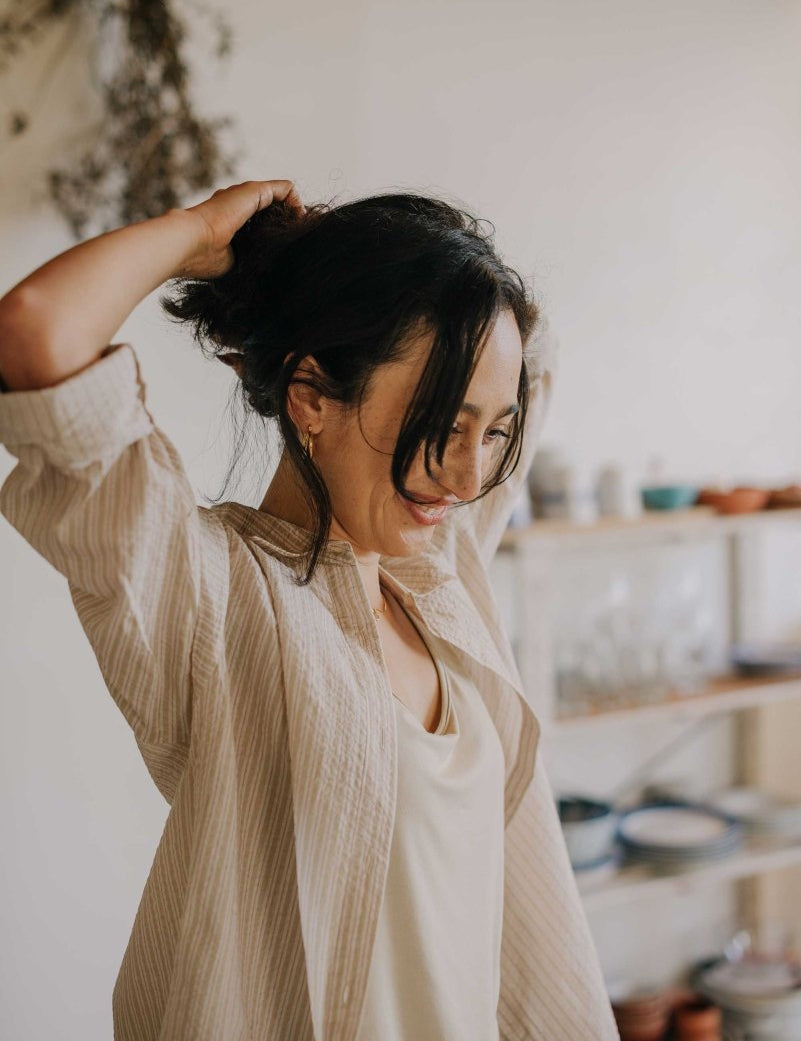 Cocoon Shirt in Stripes - Esse-Warm Sand-XS-