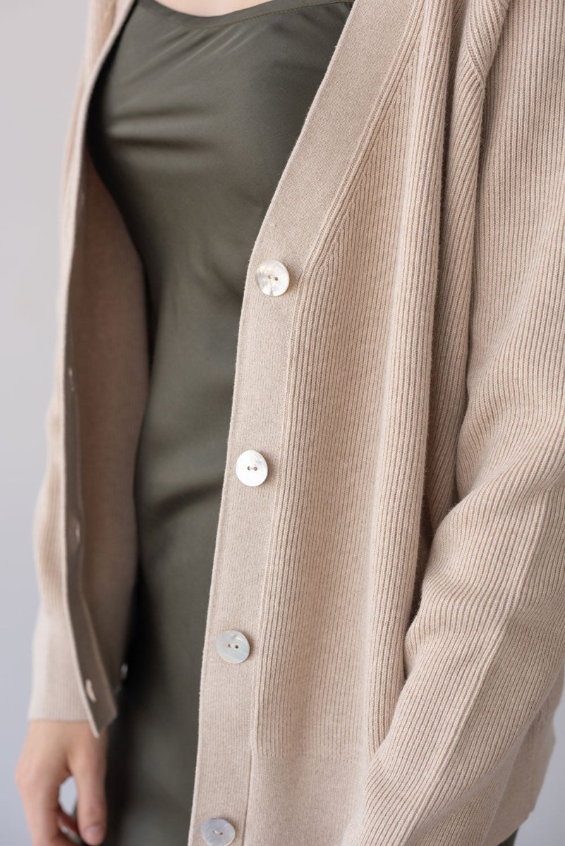 Cotton Cashmere Cardigan - Esse - Warm Sand - One Size - 