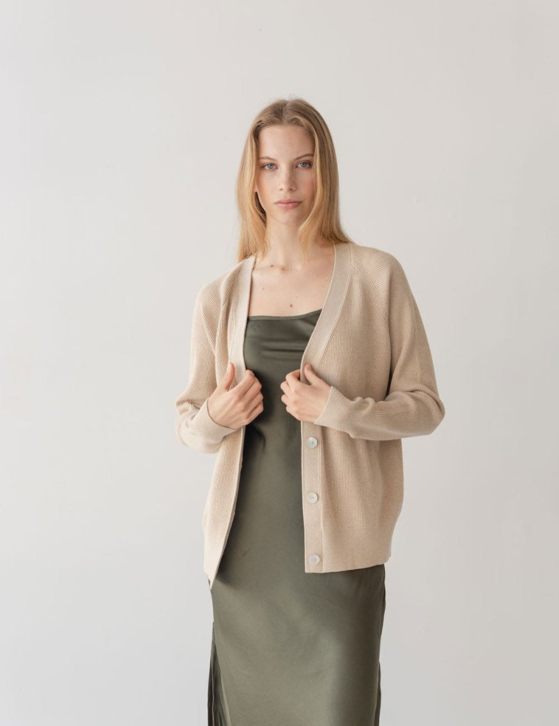 Cotton Cashmere Cardigan - Esse - Warm Sand - One Size - 